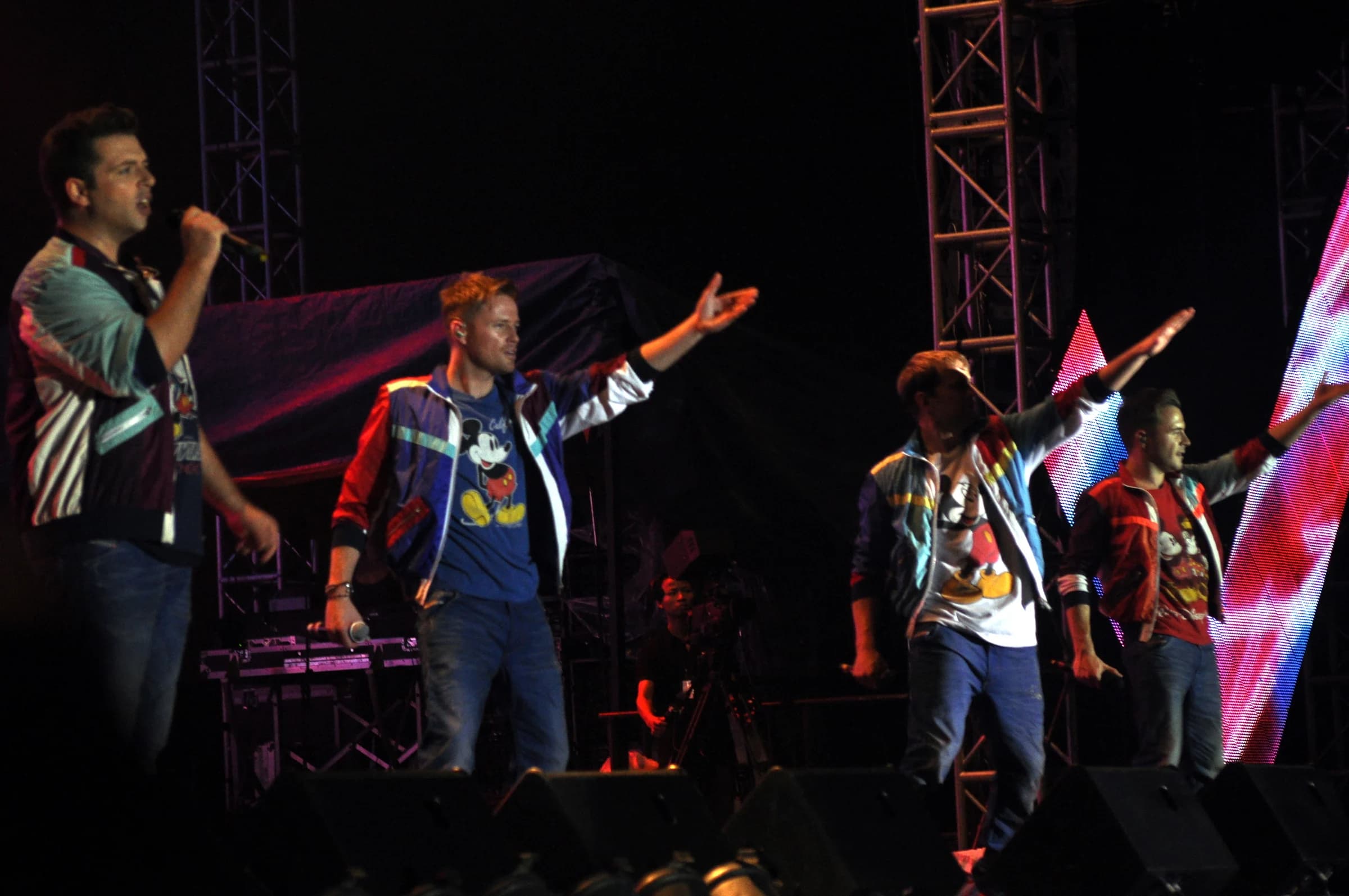 Westlife performing on stage